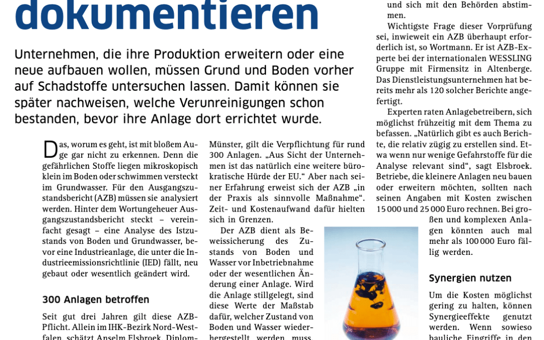 Zeitungsbericht zum Thema "Istzustand dokumentieren"